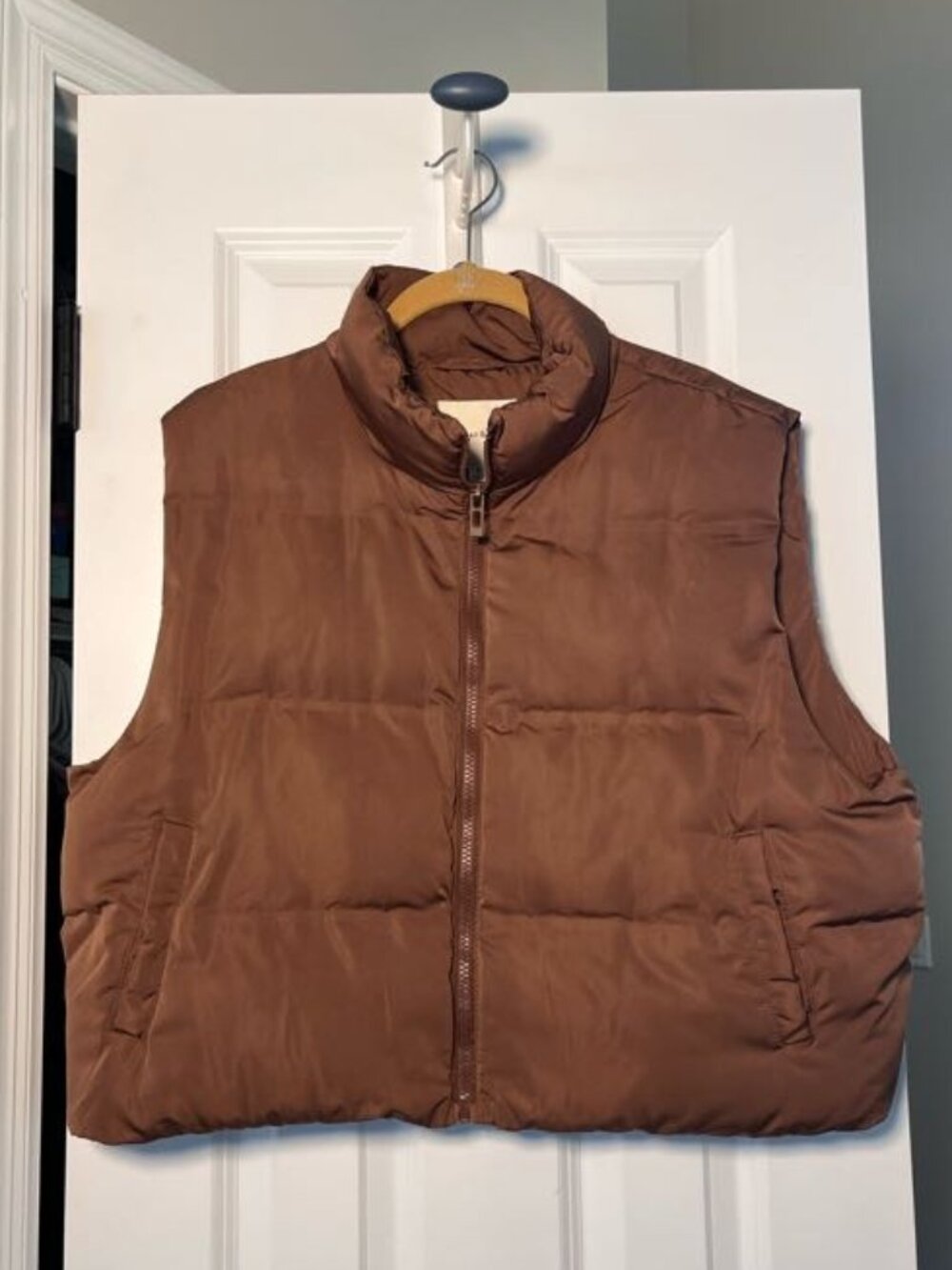 Thread & Supply Brown Cropped Puffer Vest - Size Small